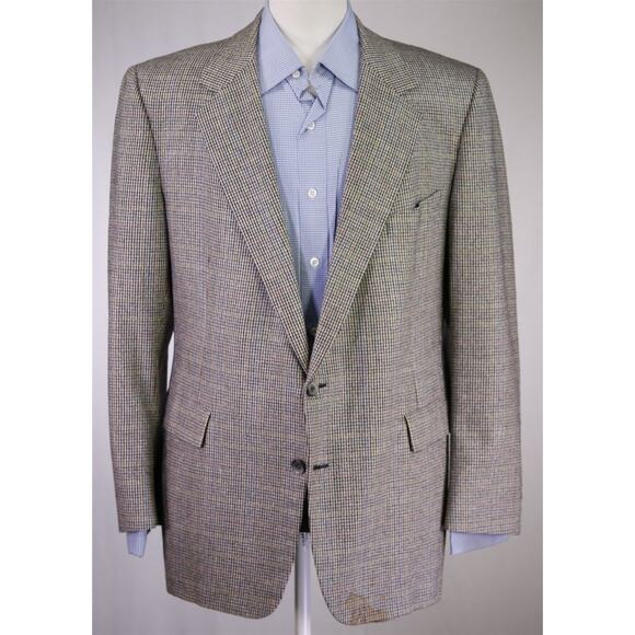 Giliberto Spector New York Bespoke Black White Woven Silk Sportcoat Blazer 42R - Picture 2 of 9